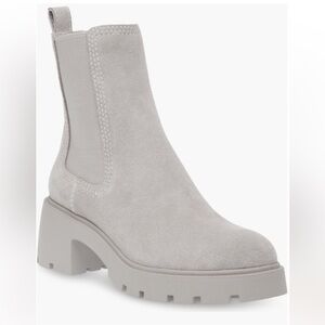 Steve Madden Hylan Haylan Boot Booties Light Grey Suede 8 Lug Sole